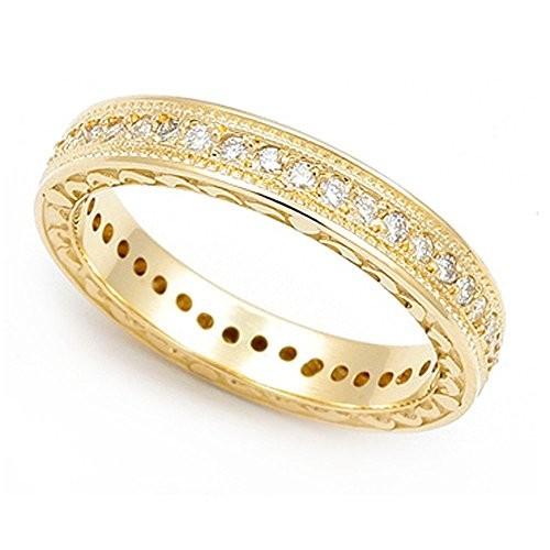 【ほぼ未使用】 18k Yellow Gold Pave set Diamond Eternity Wedding Band Ring (G-H/SI， 2 【3029661542】(110153円)