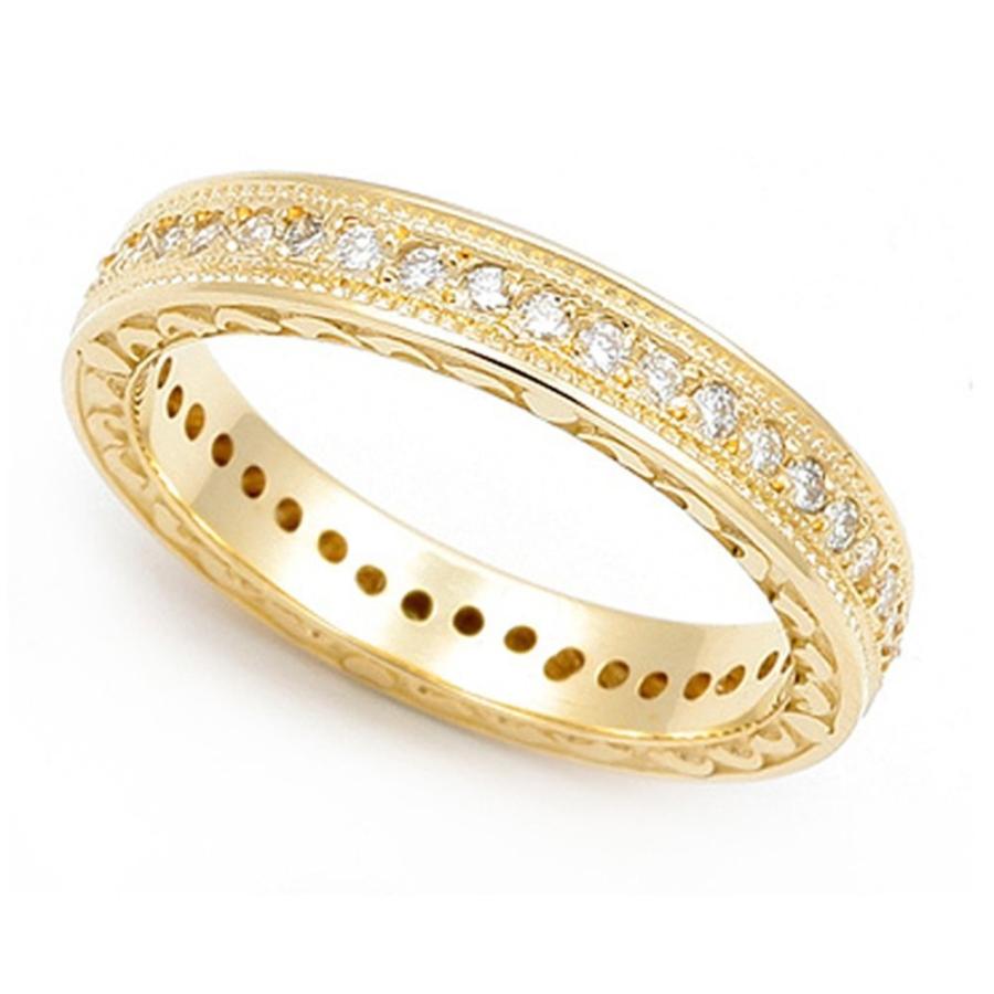 【ほぼ未使用】 18k Yellow Gold Pave set Diamond Eternity Wedding Band Ring (G-H/SI， 2 【3029661542】(110153円)