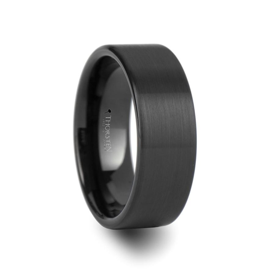 Thorsten SAN Antonio Flat Black Brushed Finish Tungsten Ring 8mm Wide