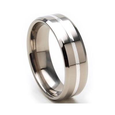 7mm Titanium Ring, Sterling Silver Band, Titanium Rings Wedding Band