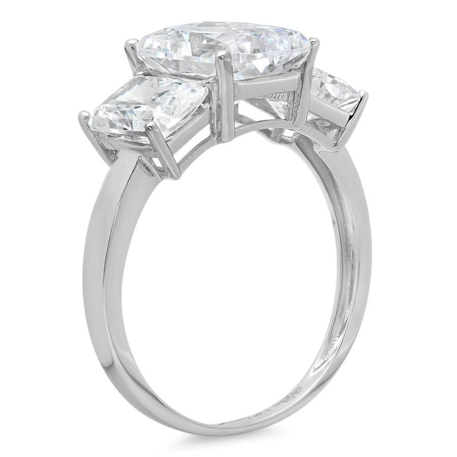 Clara Pucci 3.9 CT Three Stone Emerald Cut Solitaire Ring Engagement W