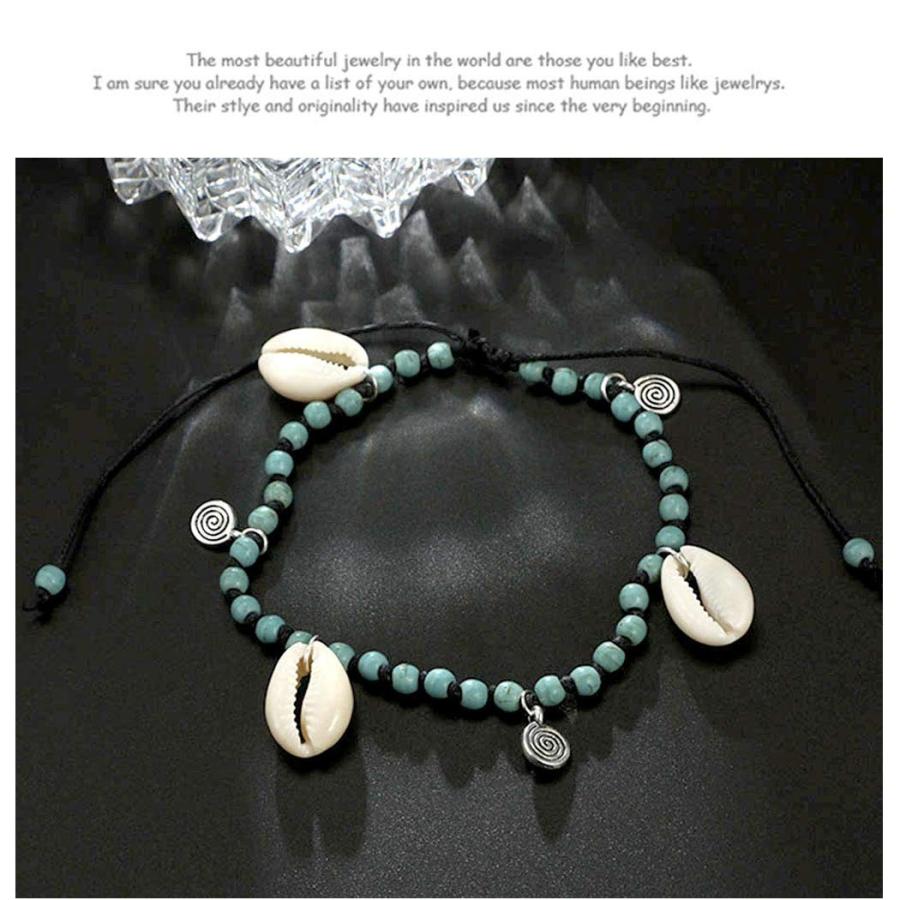 Aukmla Turquoise Shell Anklet Beach Ankle Bracelet Foot Chain Barefoot :20190603042323 00218 b:twilight shop