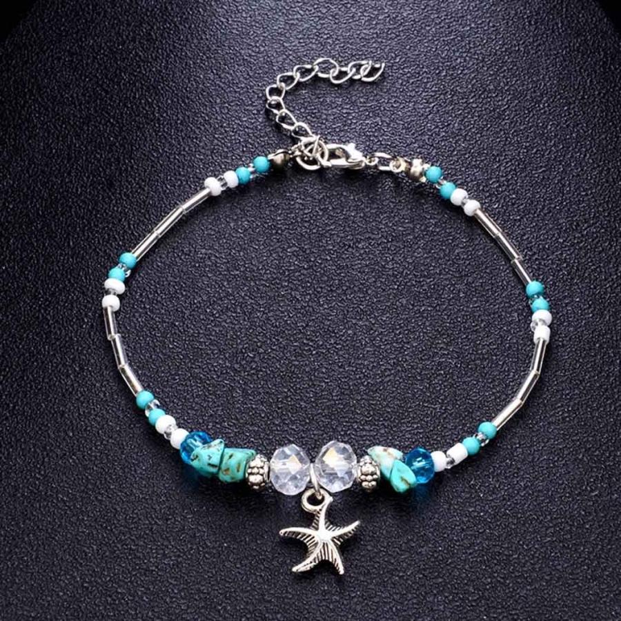 CanB Starfish Anklet Bracelet Beach Anklets Turquoise Foot Chain Fashi
