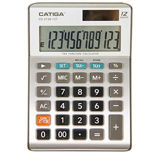 100％本物保証！12-Digit Business Calculator CATIGA CD-2738-12T Dual-Power Tax C