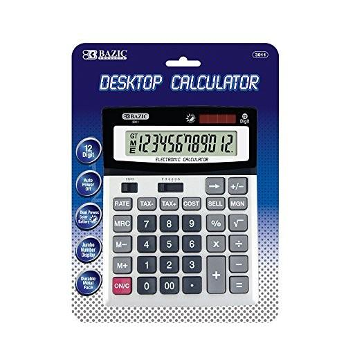 BAZIC 12-Digit Desktop Calculator with Profit Calculation  Tax Functi