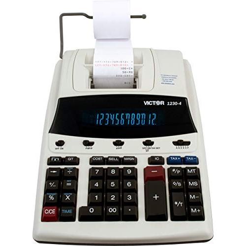 お洒落Victor 1230-4 Fluorescent Display Printing Calculator, Black Red Print