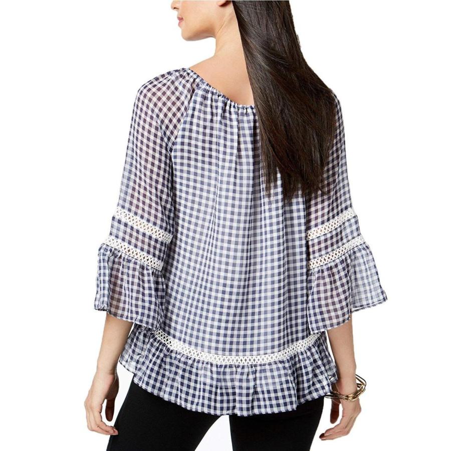 Jpr Ruffle-Trim Gingham-Print Top (XL, Blue)