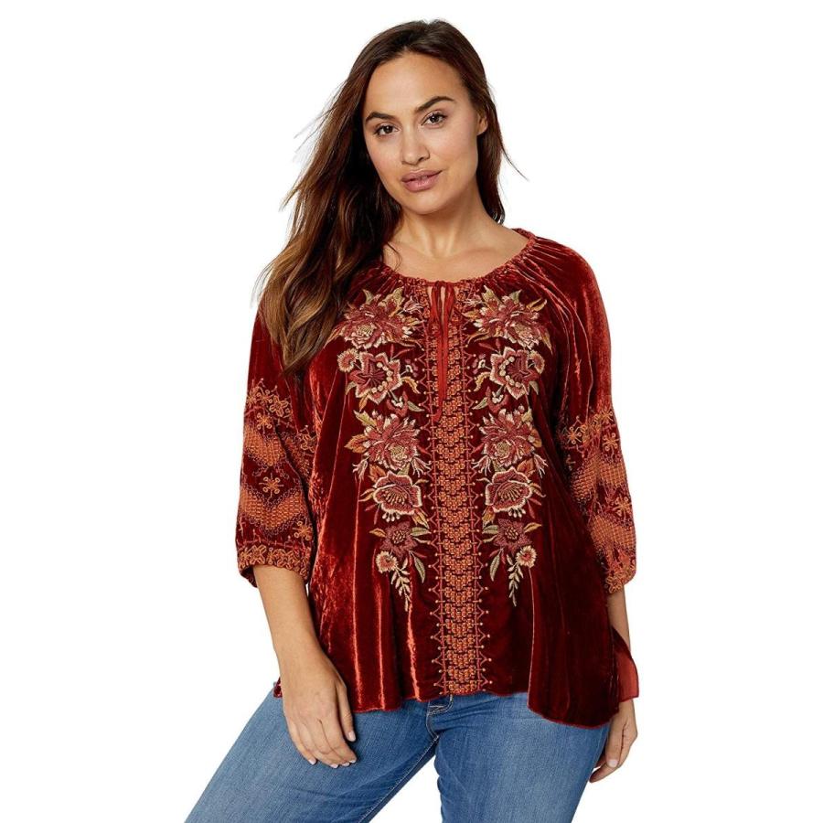 JWLA By Johnny Was Women's Size Plus Embroidered Peasant Blouse, Rust,