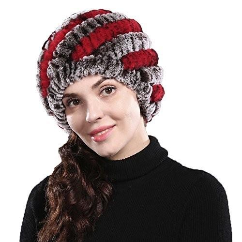 Bafei Rex Rabbit Furニットレディース冬暖かい帽子キャップ