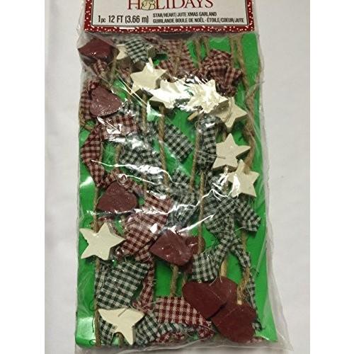 送料無用 Wholesale Christmas Miniatures 12 Ft Star/heart/jute Xmas Garland #2443-40