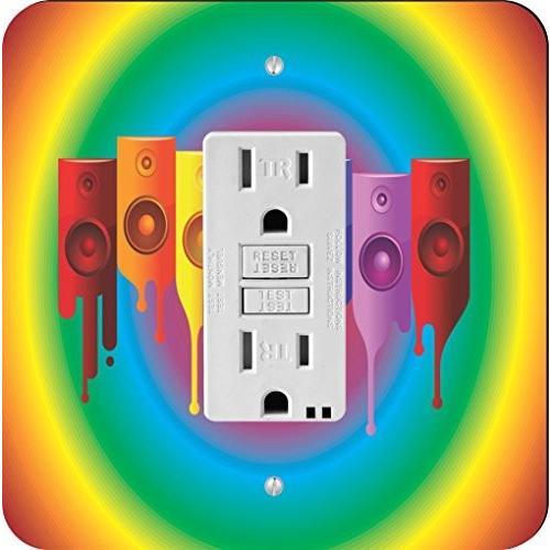 Rikki Knight Coloredスピーカーon radialレインボーシングルGFIライトスイッチプレート
