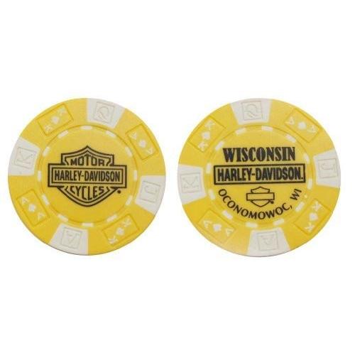 ハーレーダビッドソンWisconsinハーレーダビッドソンポーカーチップイエロー&ホワイトチップ