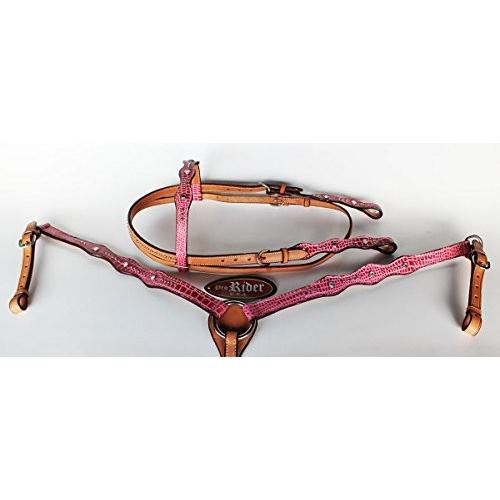 Horse Western RidingレザーBridle Headstall Breast襟タックピンク7601