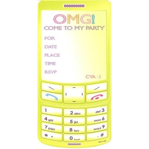 Girls Cell Phone Birthday Invitations, 8 Pack スポーツノンフィクション