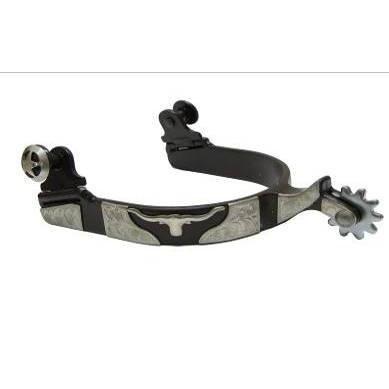 Western Show Spurs Steer Head andシルバー彫刻メンズ