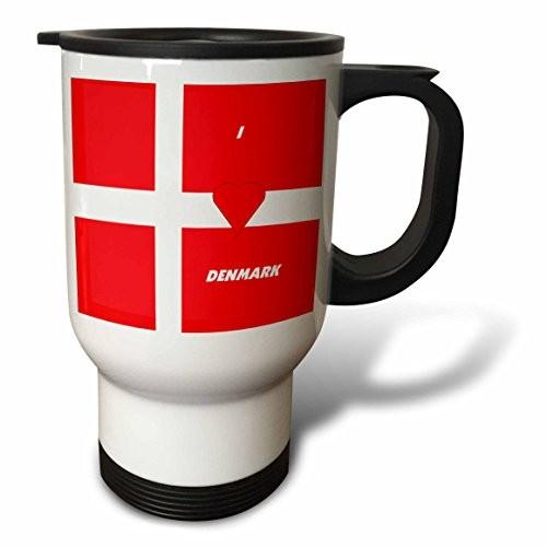 3dRose I Love Denmark Travel Mug, 410ml
