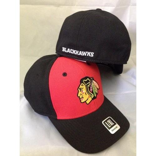 【メール便送料無料対応可】Chicago Blackhawks NHLブラックBilledフレックスフィット構造化帽子???L   XL