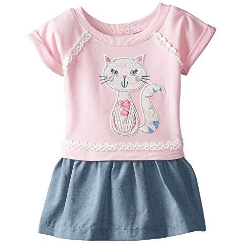 Rare Editions赤ちゃんベビー女の子猫アップリケニットドレス カラー: ピンク｜twilight-shop
