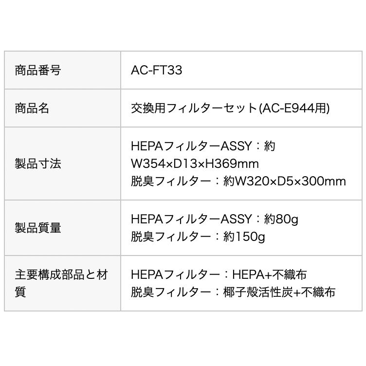 ツインバード（TWINBIRD） 【公式・部品】空気清浄機交換フィルター