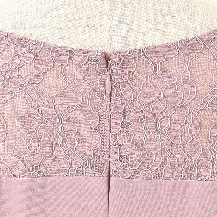 パーティードレス Iラインドレス結婚式 ワンピース ドレス 春夏 膝丈/アンブレラスリーブ/レース/ドレープ/パステル/シンプル 全4色 M_9