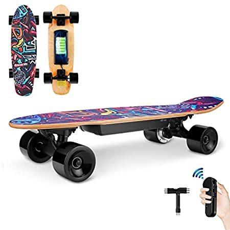 WONFUY Electric Skateboard with Wireless Remote Control, Top Speed 12.4 mph