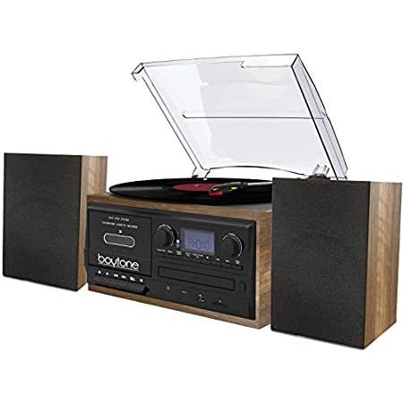 Boytone BT-58W Bluetooth Record Player Turntable with CD Player， Convert LP