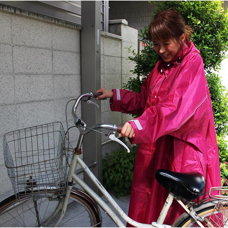 レインコート ポンチョ レインポンチョ プルオーバー 自転車 安全 ドルマンスリーブ レディース メンズ リュック 防水 袖あり 反射 | カジメイク | 12