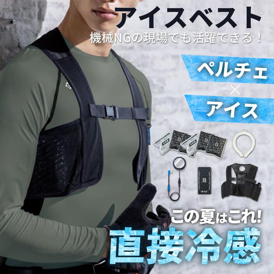 値下げしました 冷却ベスト ペルチェ ネッククーラー 付き アイスベスト ペルチェ ネッククーラー 18度 保冷剤 6個付き