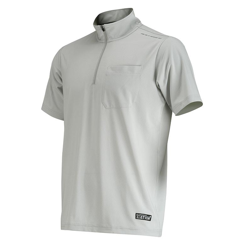 【新品未開封】HaaS MoneyGram ジップアップポロシャツ 半袖 S カジメイク ポロシャツ ジップアップシャツ 作業服 (シルバーグレー/L