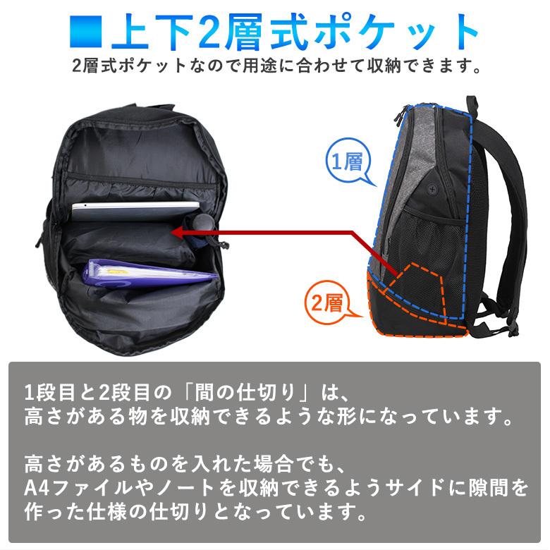 カジメイク リュック リュックサック シューズインポケット付き