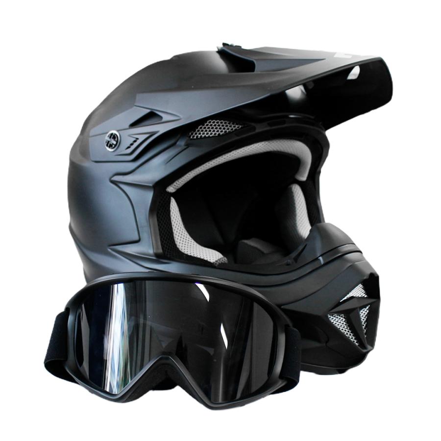 最終価格　バイクヘルメットマットブラック オフロードhjc ゴーグルセット ZEALOT（ジーロット） 軽量 オフロードヘルメット ＆ ゴーグルセット