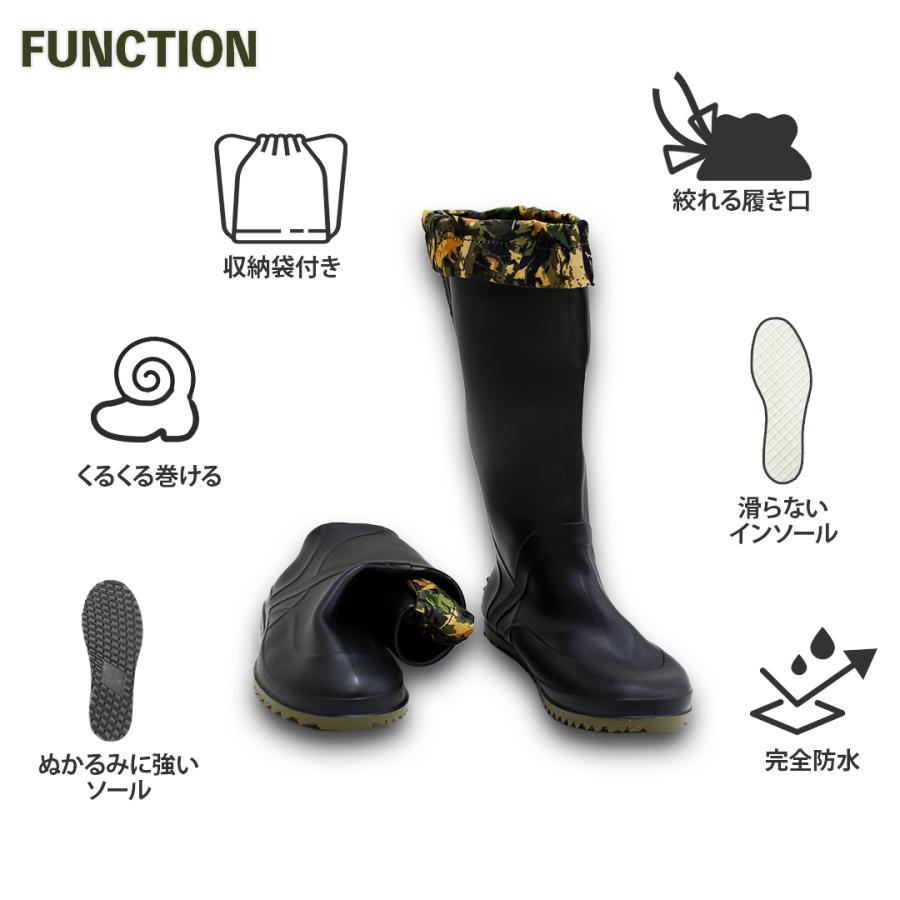 CAPTAIN STAG キャプテンスタッグ レインブーツ ( ブラック/LL ) 収納