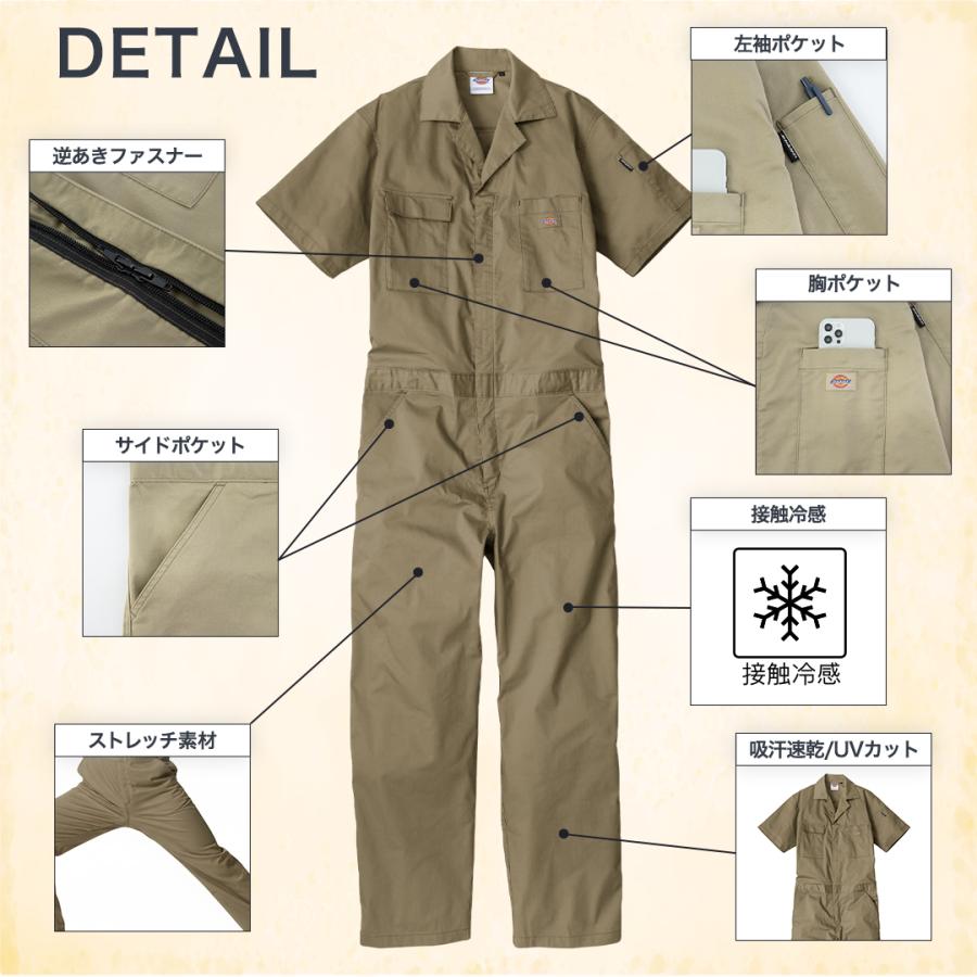 Dickies（ディッキーズ） 半袖 つなぎ（ネイビー/3XL）作業着 ワーク
