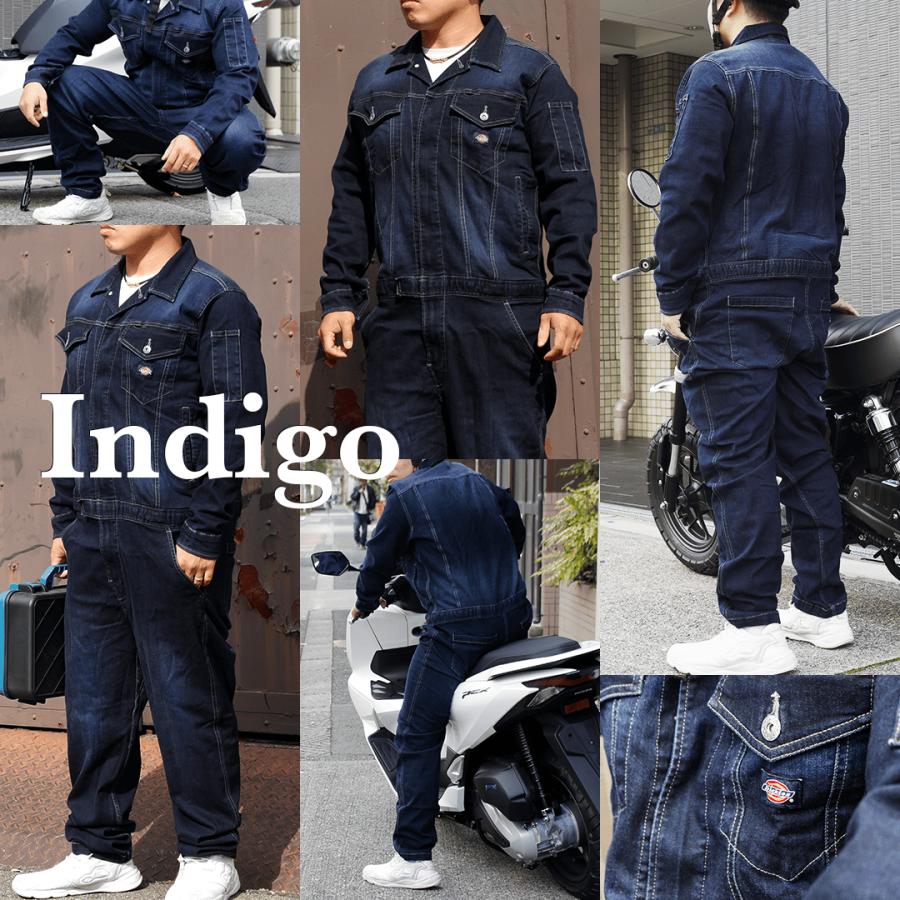 バイク用つなぎ ディッキーズ つなぎ (全2色) 伸縮性 伸びるデニム 着