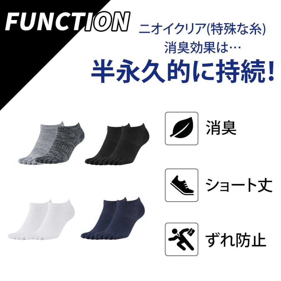 ネイビー2足セット/S) 五本指 消臭 靴下 ショート ソックス ニオイ