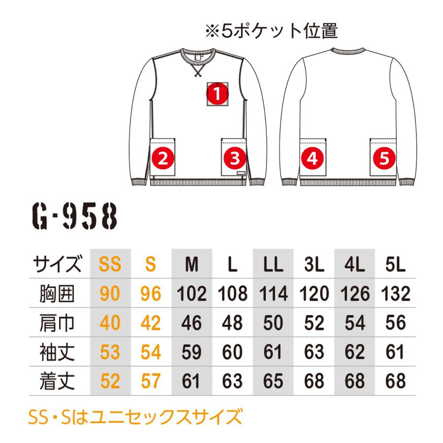 長袖 Tシャツ 5つのポケット (ネイビー/L) ジャケット対応 ロンT 丸首