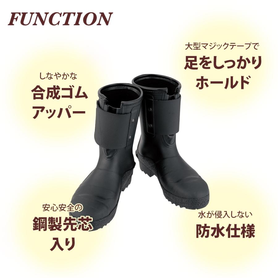 レインブーツ レインシューズ 長靴 防水 アウトドア キャンプ 先芯入り