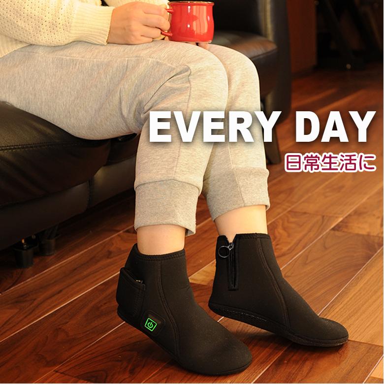 大人気，【高品質の製品】電熱 ルームソックス ルームシューズ 湯たんぽ シューズ 充電式 冷え症 防寒 温かい 電熱 スリッパ ヒーター プレゼント めちゃヒート BOA 子供靴