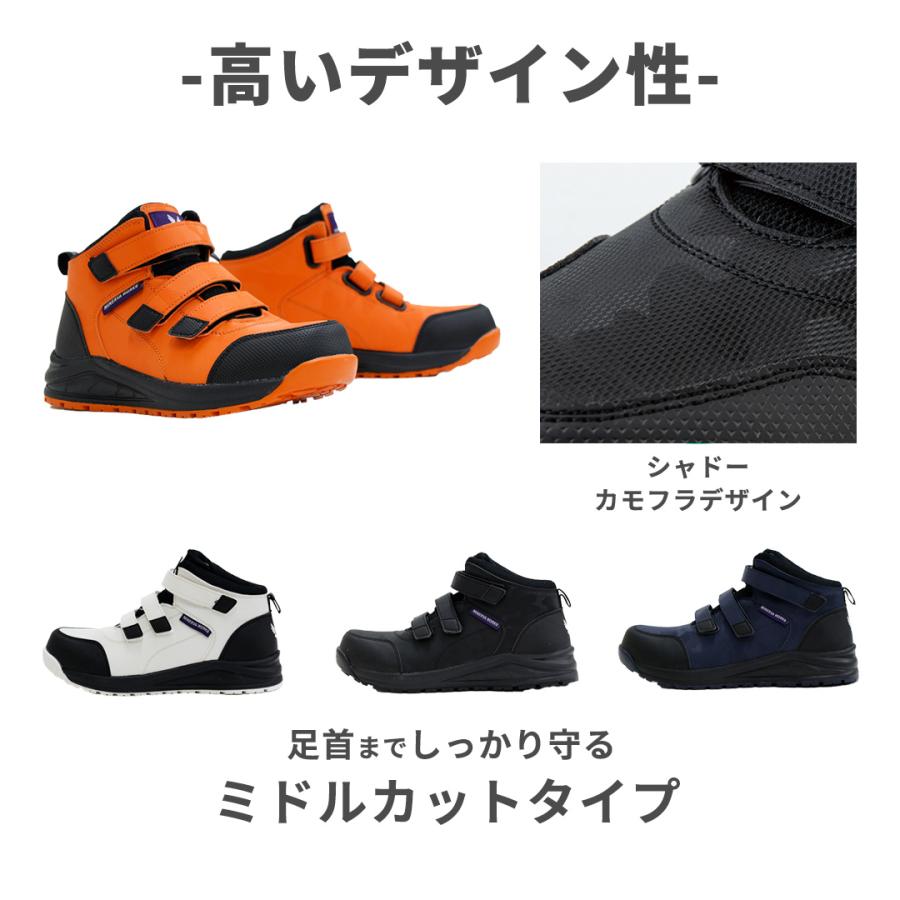 スニーカー マジックベルト 脱ぎ 履き しやすい プロスニーカー  JSAA B種 先芯  マジックテープ ベルト 反射 ミドルカット 履きやすい つまずき防止 耐油 |  | 10