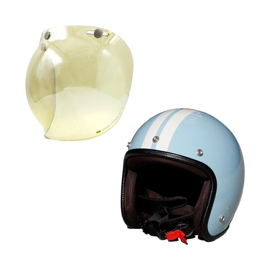 TWR ジェットヘルメット (プコブルー) ＆ バブルシールド (FMイエロー