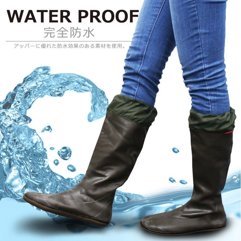 楽天 携帯するブーツ 軽くてコンパクト アトム ポケブー M 24 5 25 カーキ メンズ 371 両足で500g以下の軽量長靴 Pokeboo レインシューズ ブーツ