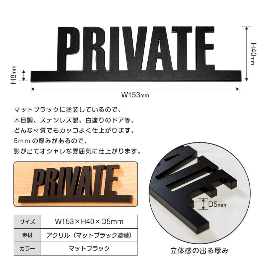 プライベート サイン ドア付 PRIVATE プレート (艶消しブラック) : two