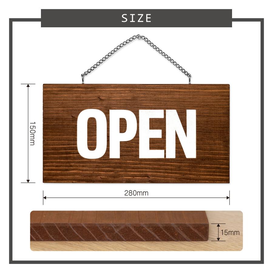 オープン クローズ プレート 木製 看板 国産杉 両面 サイン OPEN