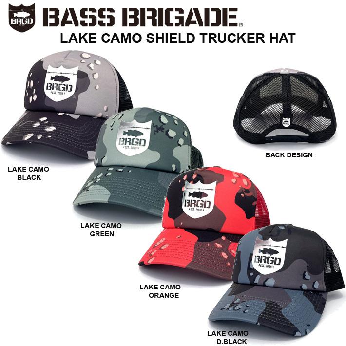BASS BRIGADE バスブリゲード キャップ LAKE CAMO SHIELD TRUCKER HAT メッシュキャップ カリフォルニア デプス  BRDG キムケン 帽子