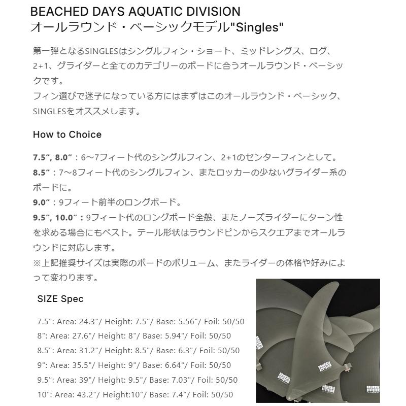 シングルフィン BEACHED DAYS ビーチドデイズ AQUATIC DIVISION
