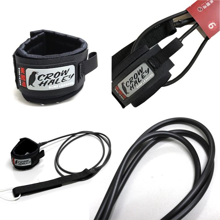 CROW HALEY クロウハーレーリーシュコード  Surf leash &rdquo;Matte Black&rdquo; REGULAR 10&rsquo;KNEE  ロングボード用ニー(膝下用) 100% MADE IN USA 送料無料！