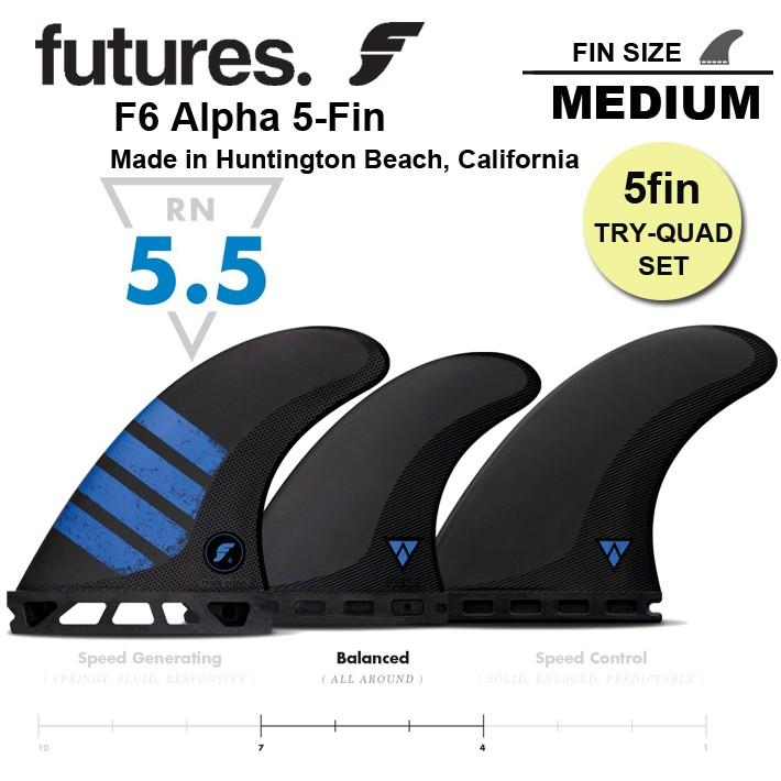 FUTURES FIN】 フューチャーフィン ALPHA F6 (M) 5フィン CARBON/BLUE