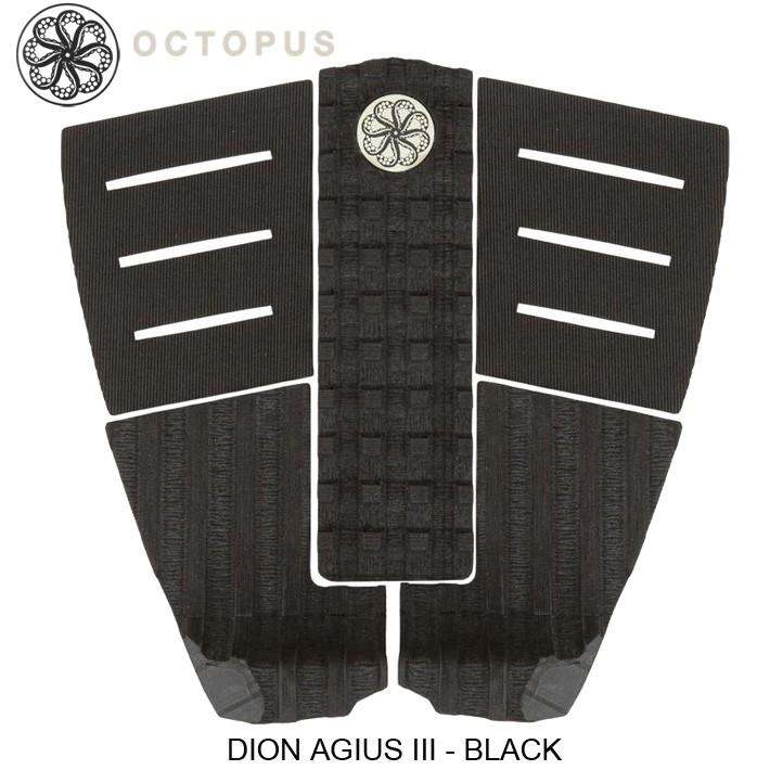 【※パッケージ無し発送】OCTOPUS オクトパス デッキパッド DION AGIUS III - BLACK - HYBRID GRIP  ディオン・アジウス モデル サーフィン 5ピース｜two-surf