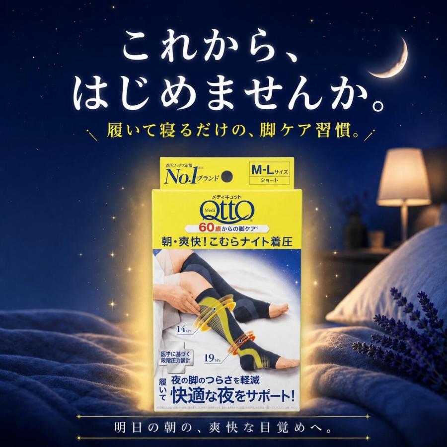 メディキュット（MediQttO） こむらナイト 着圧ソックス 朝・爽快 夜用