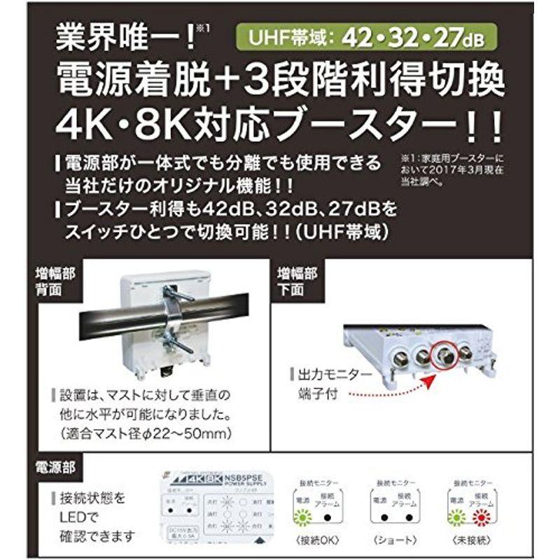 日本アンテナ 3.2GHz(4K・8K放送)に対応 利得切換式屋外用電源着脱型ブースター NSB42DSUE-BP 2GHz 4K 8K放送 特徴 に対応 利得切換式屋外用電源着脱型ブースター NSB42DSUE BP 本体取付済